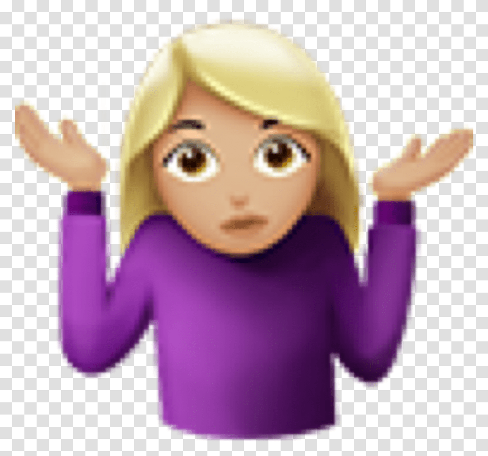 Idk Emoji Shrug Uh Iphone Sticker Shoulder Shrug Emoji, Doll, Toy, Person, Human Transparent Png