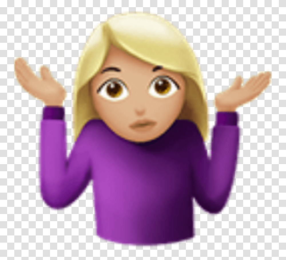 Idk Idc Emoji Wtf Girl Iphone Imoji Shoulder Shrug Emoji, Person, Human, Apparel Transparent Png