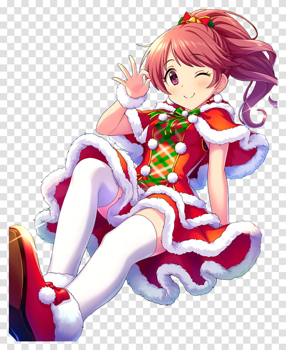 Idol Christmas Anime Animegirl Girl Schoolidol Cute Christmas Anime Girl, Comics, Book, Manga, Person Transparent Png