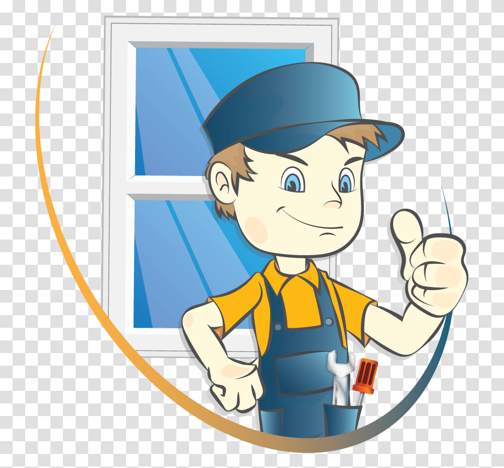 If You Have Misty Or Broken Windows Locks Handles Man Fitting Window Cartoon, Person, Human, Hat Transparent Png