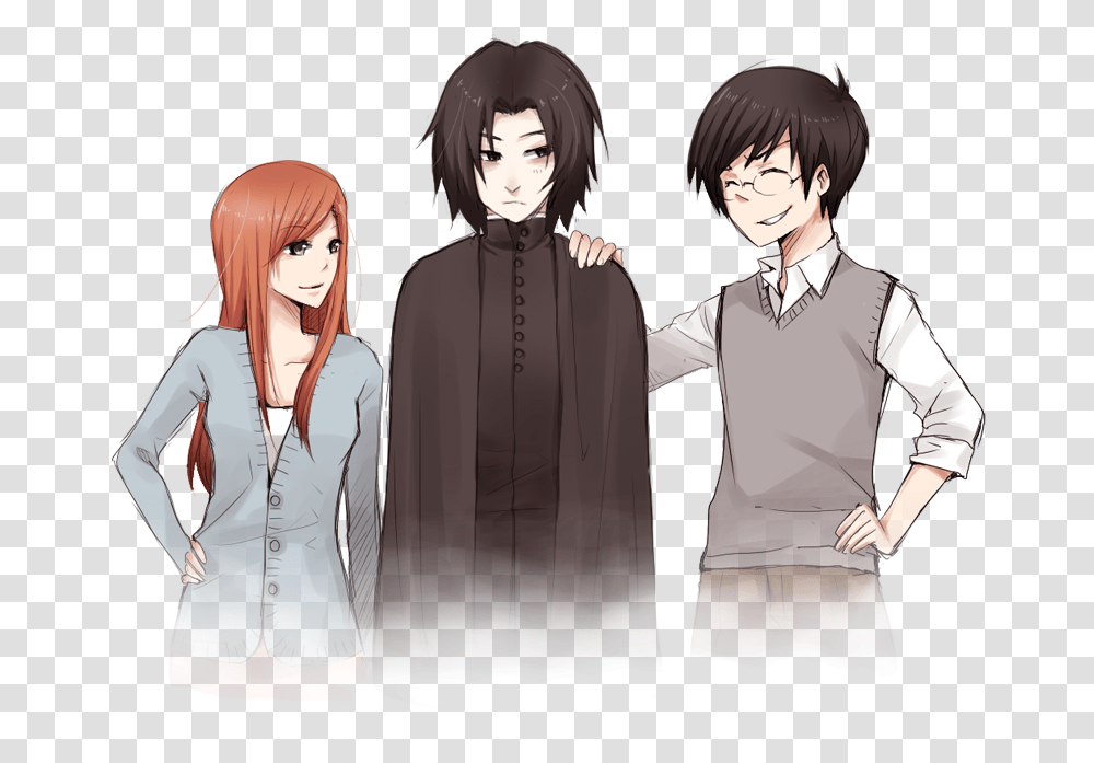 If You've Read My Other Posts About Snape And The Marauders Snape X Lily X James, Person, Human, Manga, Comics Transparent Png