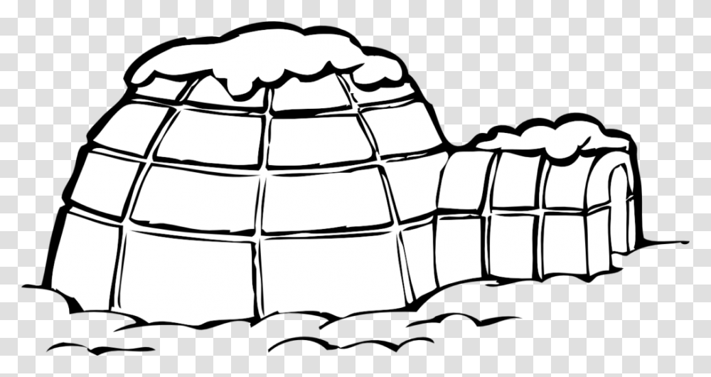 Igloo Clip Art Black And White Line Coloring Book Colouring, Nature, Outdoors, Soccer Ball, Football Transparent Png