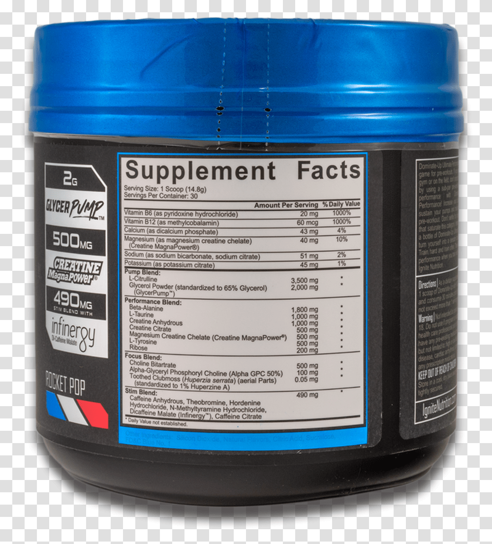 Ignite Nutrition Dominateup Pre Workout Acrylic Paint, Paint Container, Menu, Barrel Transparent Png