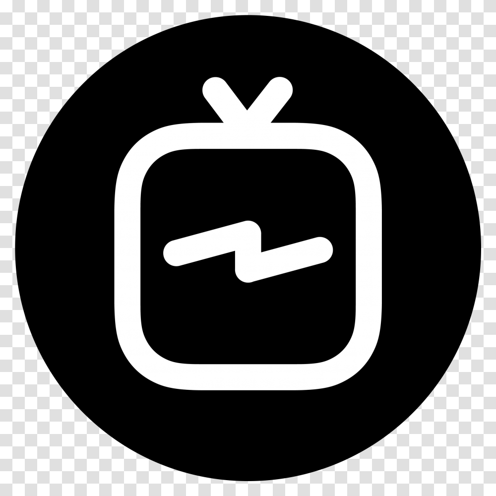 Igtv Logo Circle Black And White Igtv Icon, Symbol, Stencil, Gray, Recycling Symbol Transparent Png