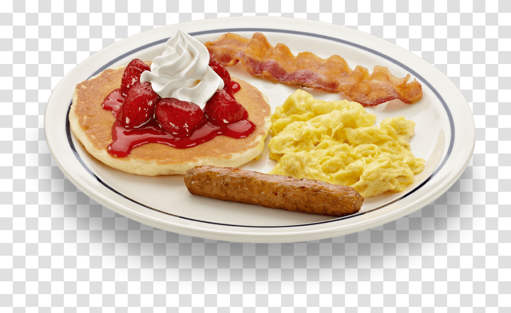Ihop Pancakes Scrambled Eggs And Bacon, Food, Bread, Dish, Meal Transparent Png