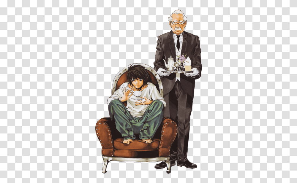 Illus Takeshi Obata In 2020 Death L Death Note Manga, Person, Human, Chair, Furniture Transparent Png