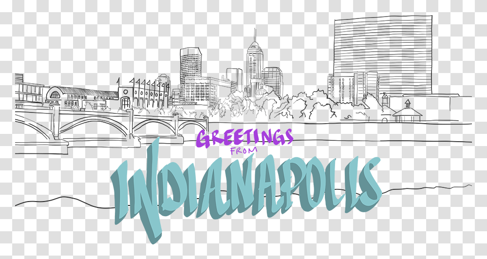 Illustrated Skyline Of Indianapolis Indiana Skyline, Urban, City, Building Transparent Png