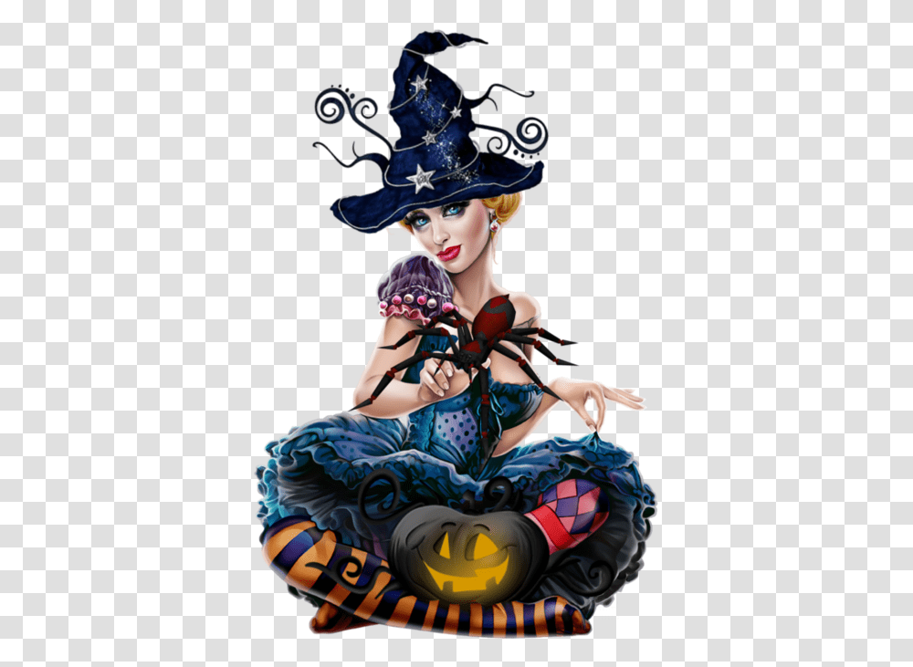 Illustration 3d Personnage Halloween Witch, Clothing, Hat, Book, Manga Transparent Png