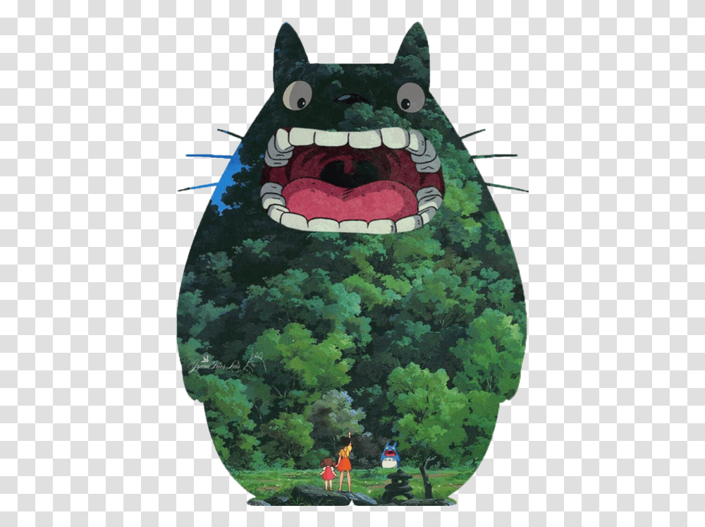 Illustration Art Hayao Miyazaki Totoro Studio Ghibli Tree In My Neighbor Totoro, Person, Plant, Rainforest, Vegetation Transparent Png