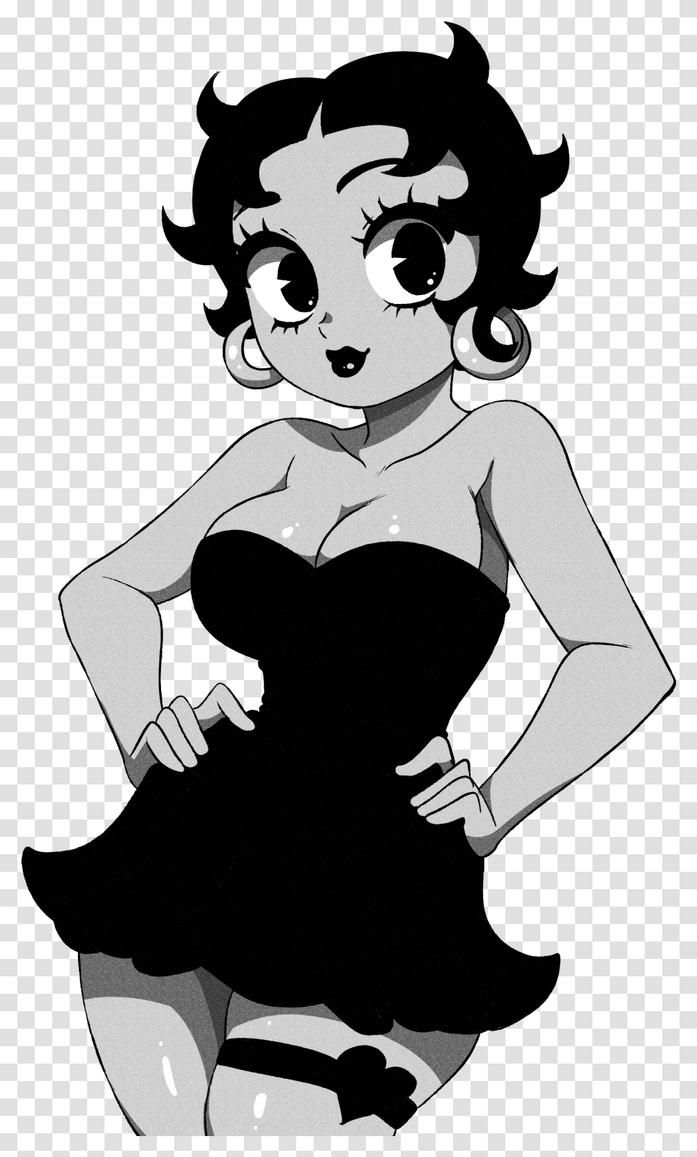 Illustration Black And White Betty Boop Memes, Stencil, Face, Person, Human Transparent Png