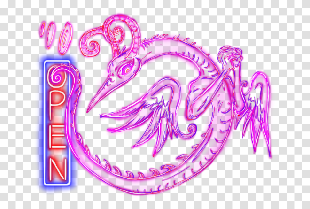 Illustration, Dragon, Purple, Light, Neon Transparent Png