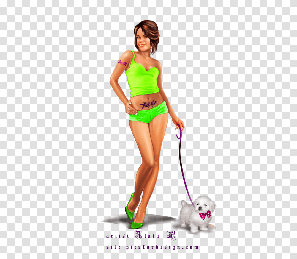 Illustration Girl Girl Illustrations 3d Girl Pinup Companion Dog, Person, Shorts, Female Transparent Png