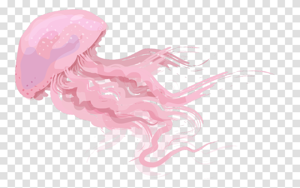 Illustration Jellyfish Pastel Pink Ftestickers Illustration, Animal, Mammal, Dragon, Wildlife Transparent Png