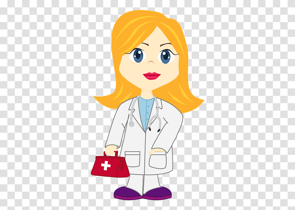 Illustration Nice Girl Doctor Dr Blonde Dr Girl Doctor Clipart Blonde, Apparel, Coat, Lab Coat Transparent Png