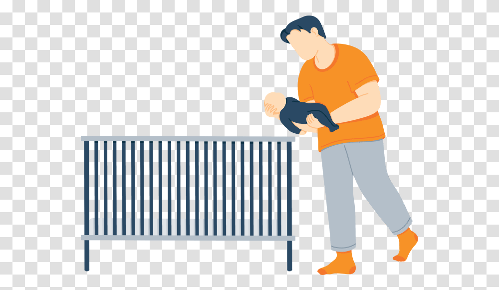Illustration Of A Dad Transitioning His Baby To His, Person, Human, Hand, Fence Transparent Png