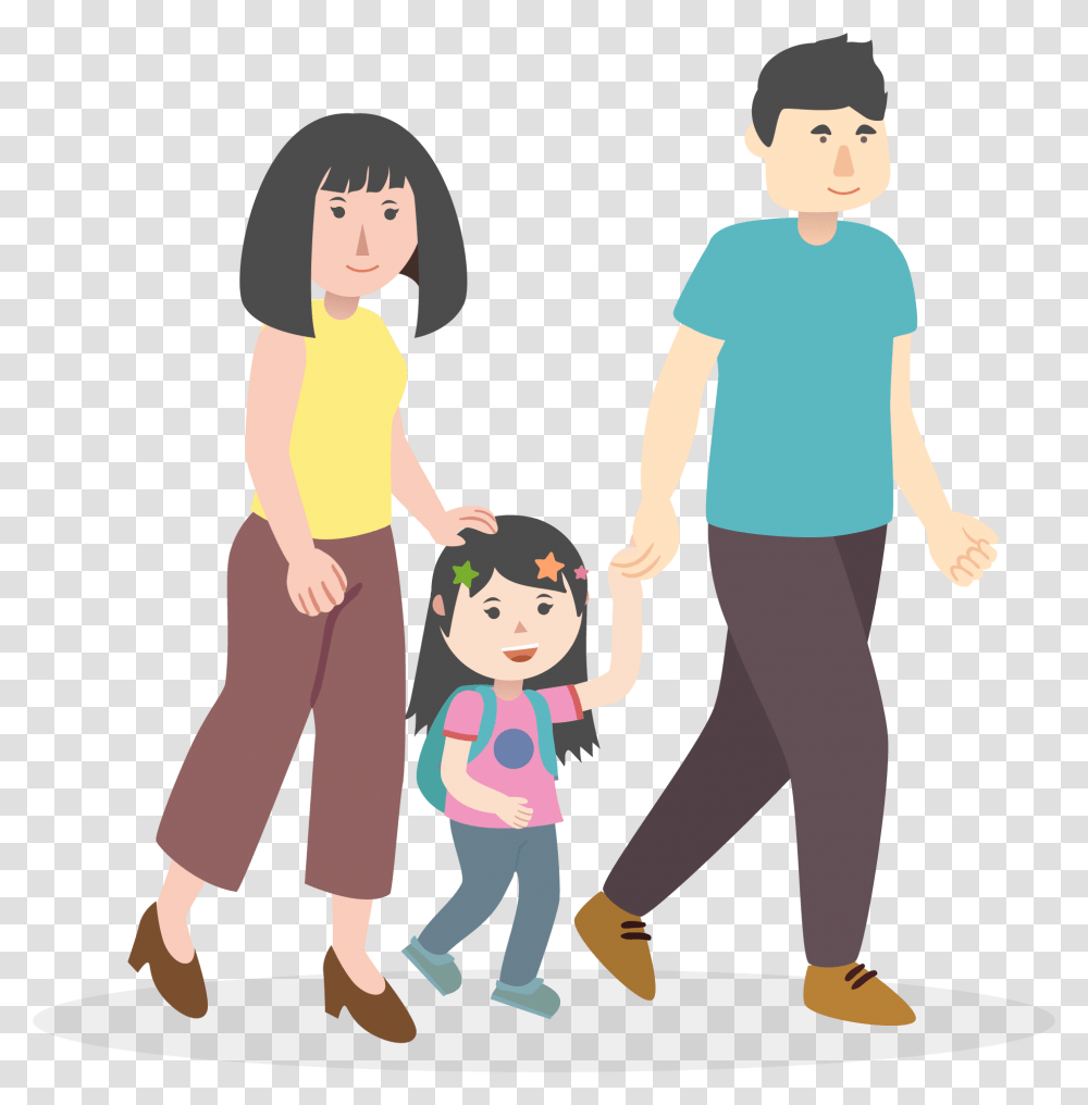 Illustration Of A Family Composed Of A Mother To The Preschool Drop Off Clipart, Person, Human, People Transparent Png