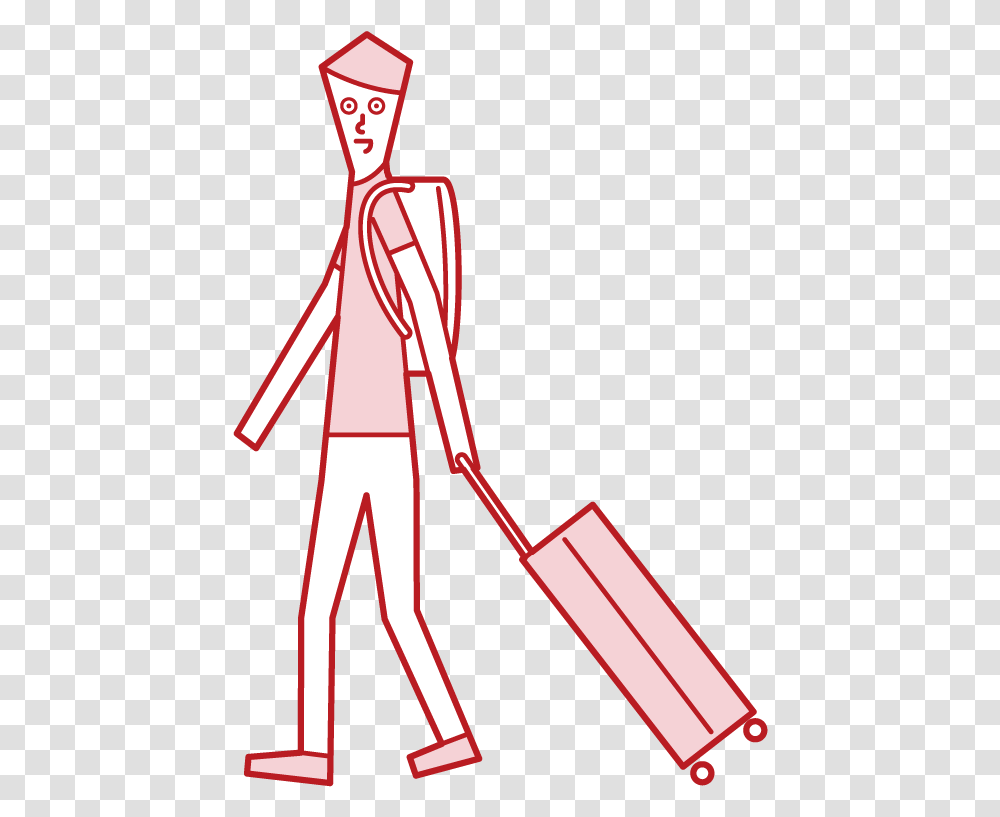 Illustration Of A Man Walking With A Suitcase Illustration, Tool, Shovel Transparent Png