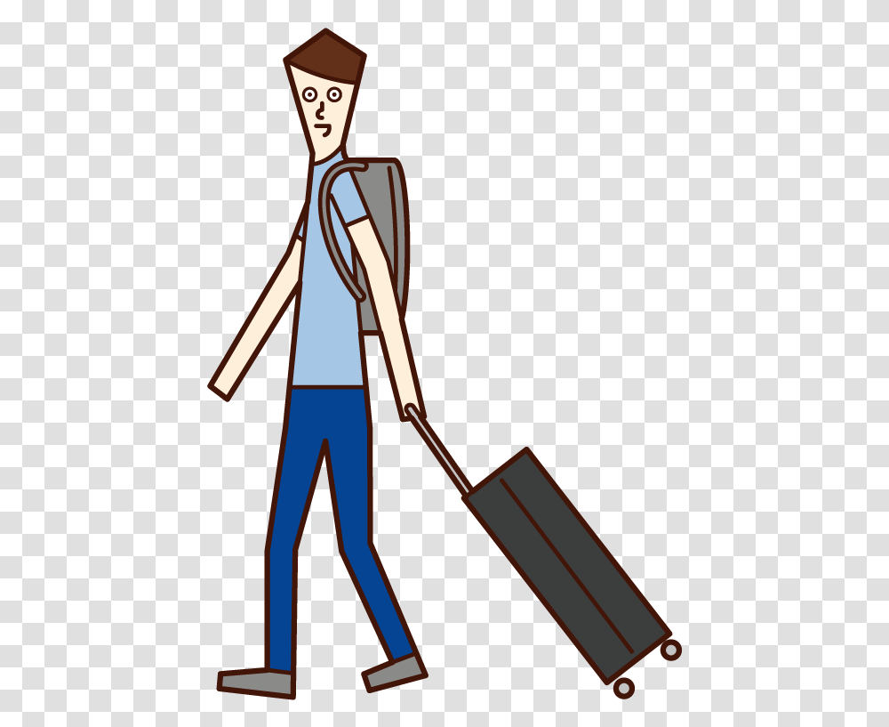 Illustration Of A Man Walking With A Suitcase Man, Apparel, Tool, Coat Transparent Png