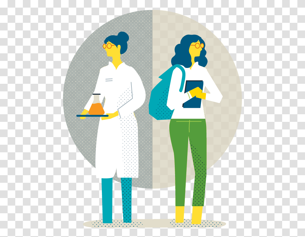 Illustration Of A Scientist Carrying A Beaker And A Illustration, Person, Coat, Lab Coat Transparent Png