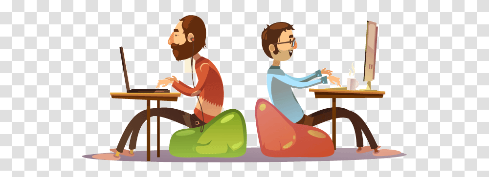 Illustration Of Coworking, Person, Human, Sitting, Kneeling Transparent Png