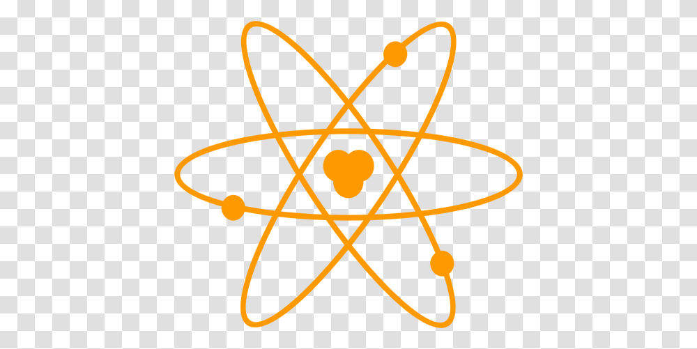 Illustration Of Diagram Of An Atom In Orange Color Chemistry Clipart, Logo, Trademark, Star Symbol Transparent Png