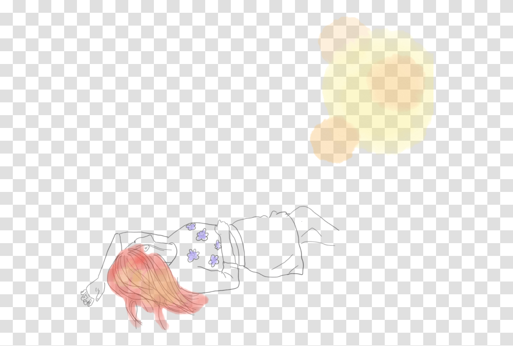 Illustration Of Girl Sleeping Or Draeming With Watercolor Sketch, Animal, Bird, Invertebrate, Sea Life Transparent Png
