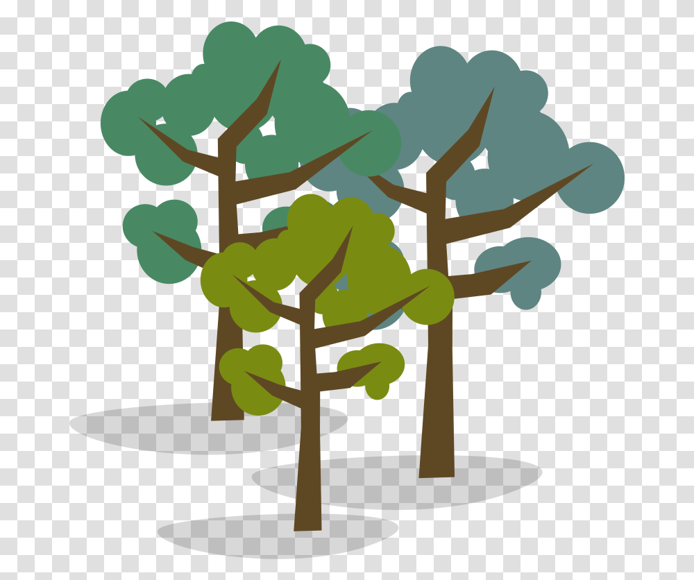Illustration Of Group Three Trees Tall Trees Illustration, Plant, Leaf, Cross, Flower Transparent Png