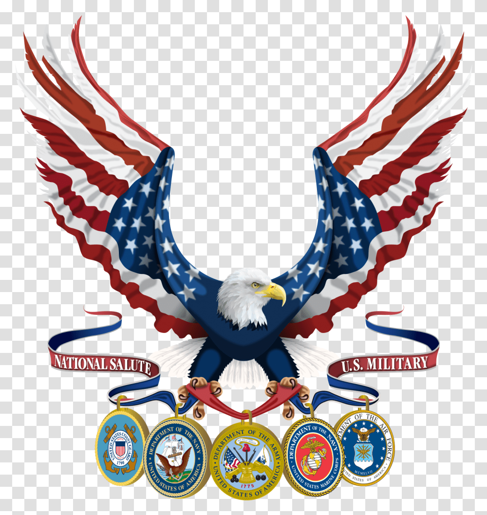 Illustration Of National Salute Military Eagle Symbol, Bird, Animal, Emblem, Bald Eagle Transparent Png
