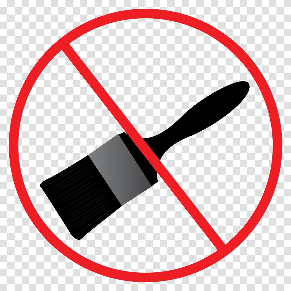 Illustration Of Paintbrush With A Red Cross Out Circle Maker's Mark, Label, Oars, Shovel Transparent Png