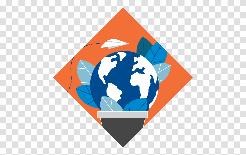 Illustration Of Paper Airplane Flying Around A Globe Graphic Design, Light, Astronomy Transparent Png