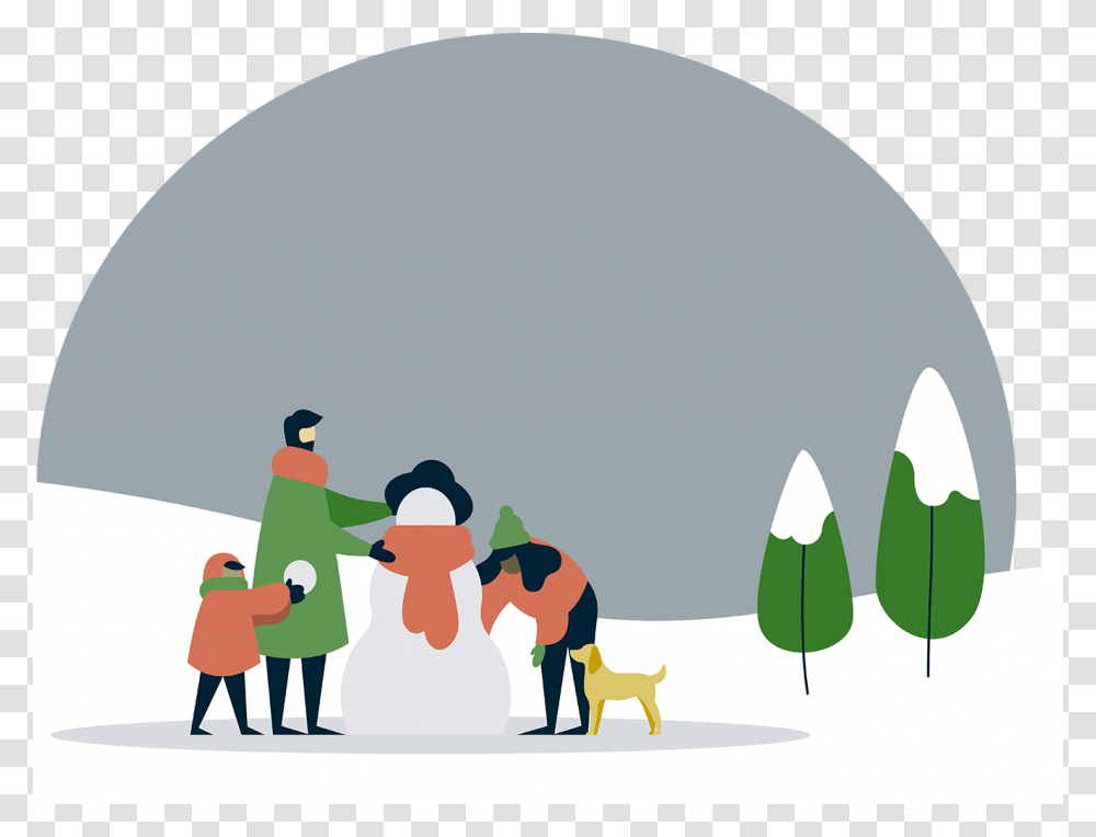 Illustration Of People Playing In Snow Christmas Day, Person, Human, Drawing Transparent Png
