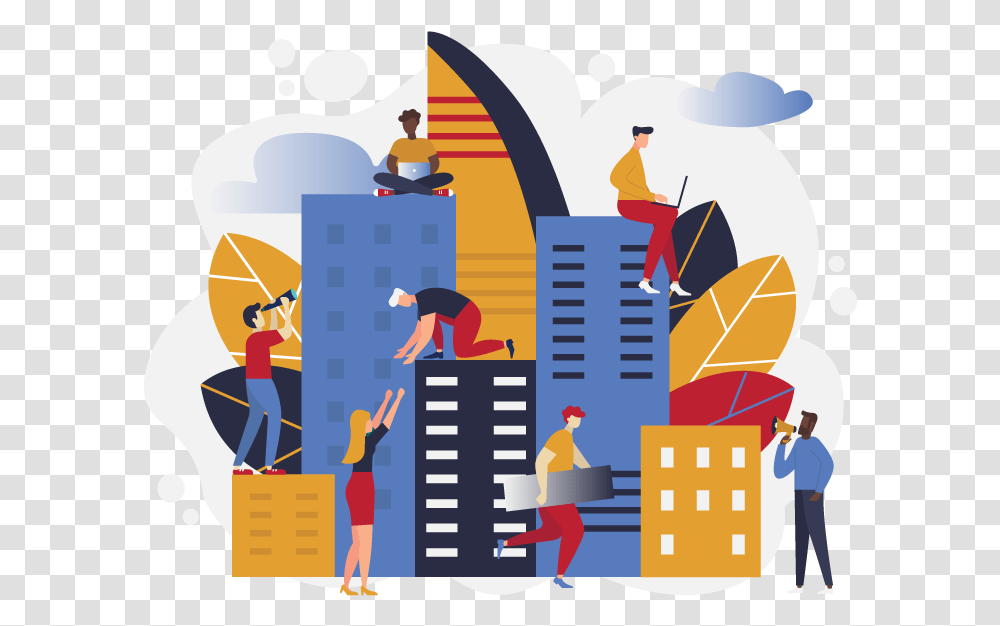 Illustration Of People Sitting On Office Building And Illustration, Person, Drawing Transparent Png