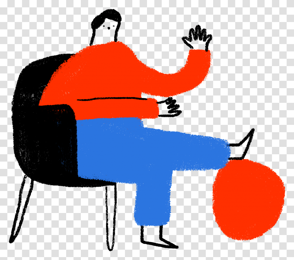 Illustration Of Person Sitting In A Chair Waving With, Outdoors, Life Buoy, Silhouette Transparent Png