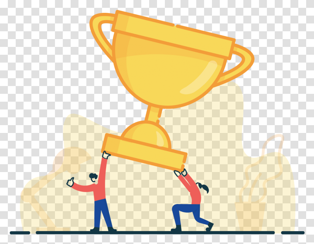 Illustration Of Two People Holding Trophy Competition Holding Trophy Illustration, Lighting Transparent Png