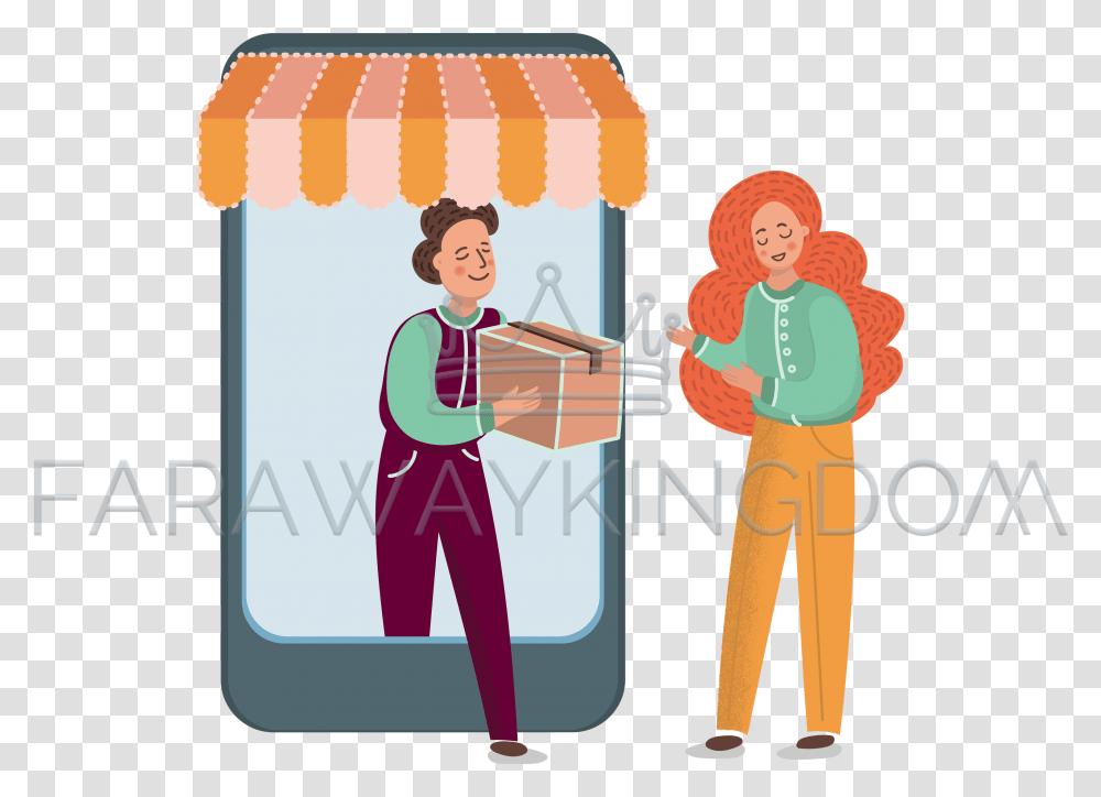 Illustration, Package Delivery, Person, Carton, Box Transparent Png