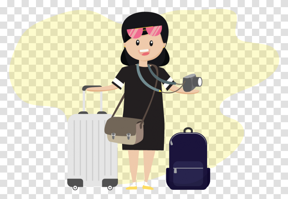 Illustration, Person, Human, Luggage, Performer Transparent Png