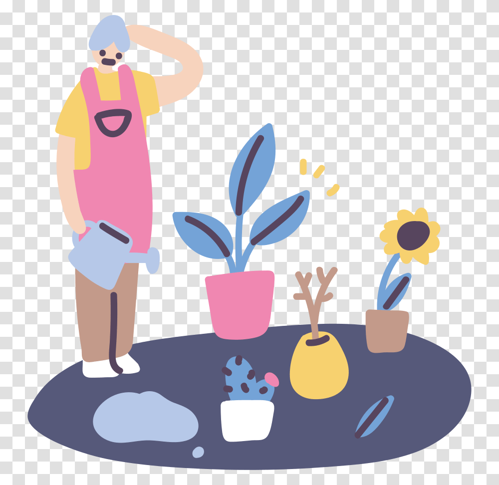 Illustration, Person, Plant, Drawing Transparent Png