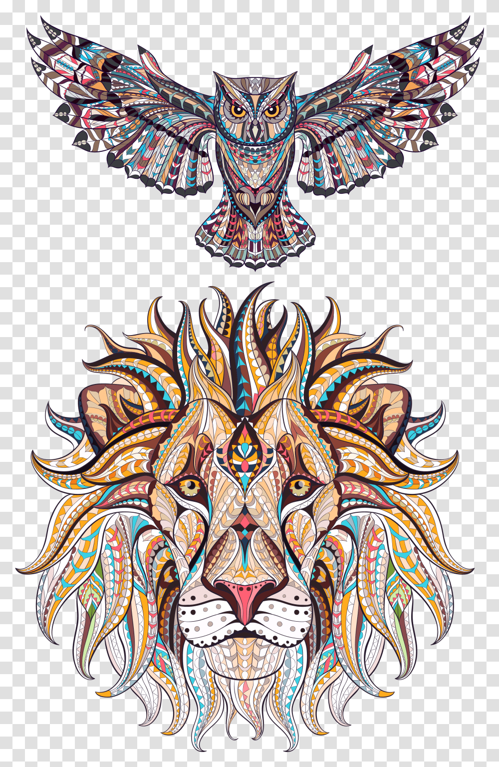 Illustration Vector Animal Exquisite Hq Adult Coloring Book Lion, Pattern, Ornament, Art, Fractal Transparent Png