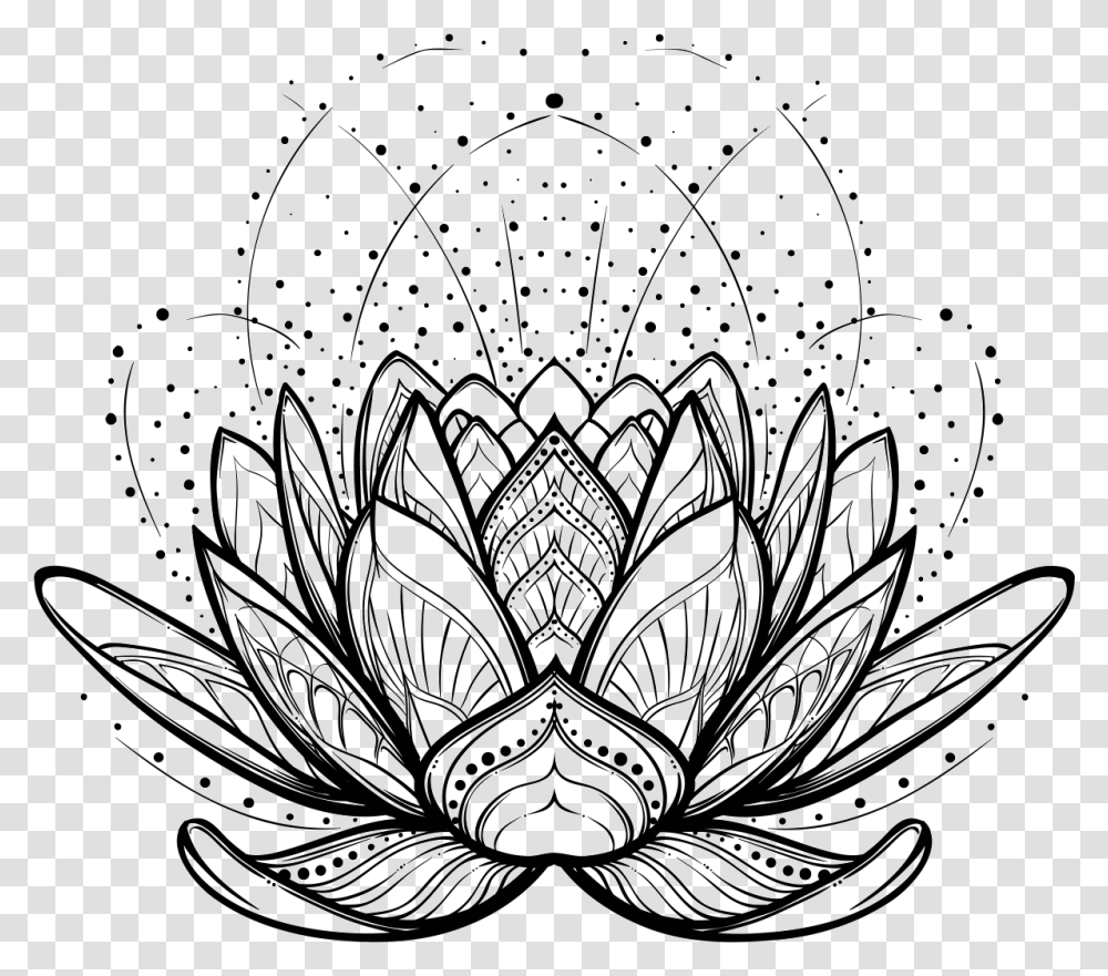 Illustration Vector Design Graphics Drawing Stock Clipart Lotus Flower Line Drawing, Chandelier, Lamp, Spider Web, Plant Transparent Png