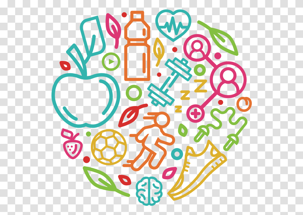 Illustrations Of Food And Fitness Items Strong Community, Doodle, Drawing Transparent Png
