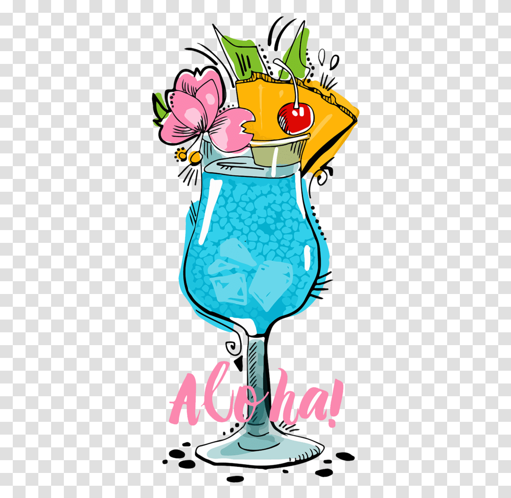 Illustrations - Renee Ciufo Illustration Aloha, Glass, Beverage, Drink, Wine Glass Transparent Png