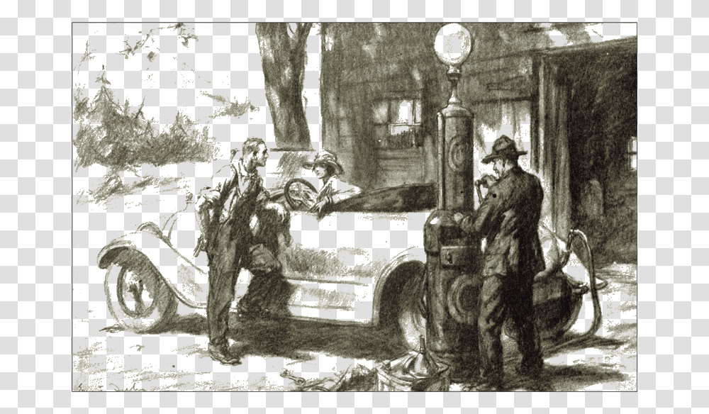 Illustrationtitle Illustration Antique Car, Person, Drawing, Wheel Transparent Png