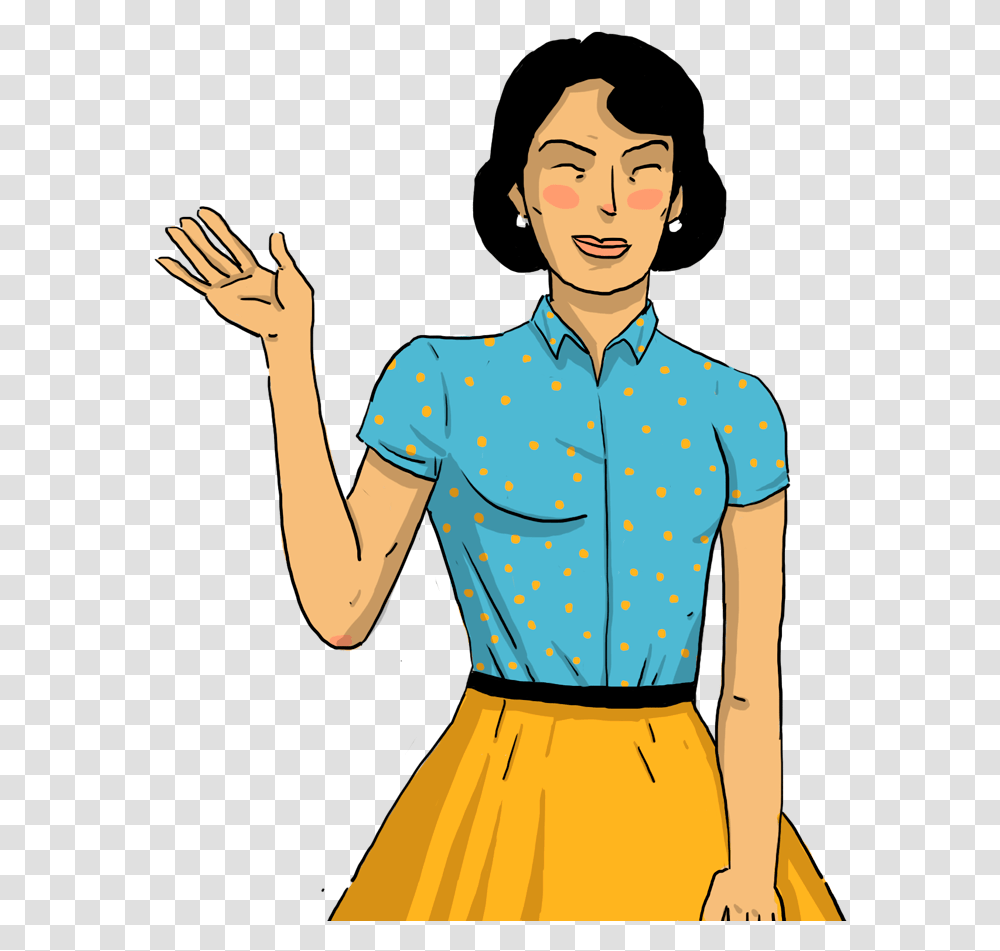 Ilustracin De Mujer Saludando Mujer Saludando, Sleeve, Female, Person Transparent Png