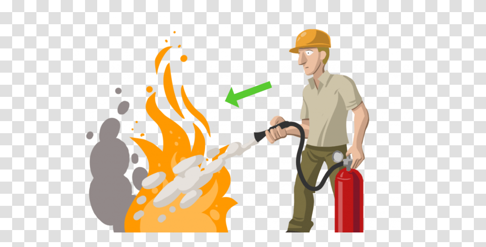 Ilustracin De Un Trabajador Lanzando Un Extintor Sobre Uso De Extintores, Person, Human, Helmet Transparent Png