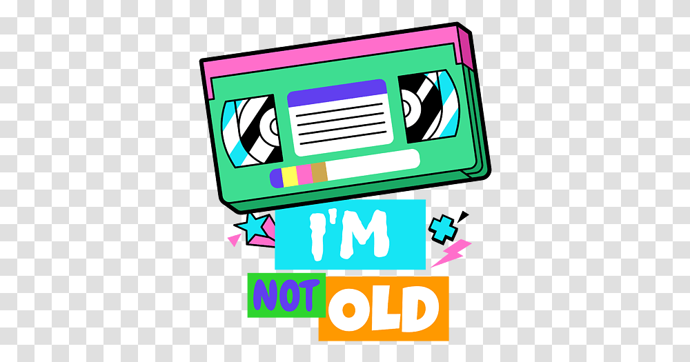 Im Not Old Retro Neon Nostalgic Cassette 80s 90s Gift Shower Curtain Retro Vhs Tape Clipart, Text Transparent Png