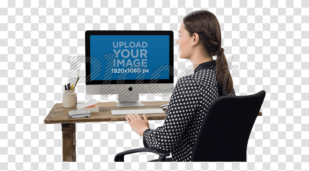 Imac, Person, Chair, Furniture, Electronics Transparent Png