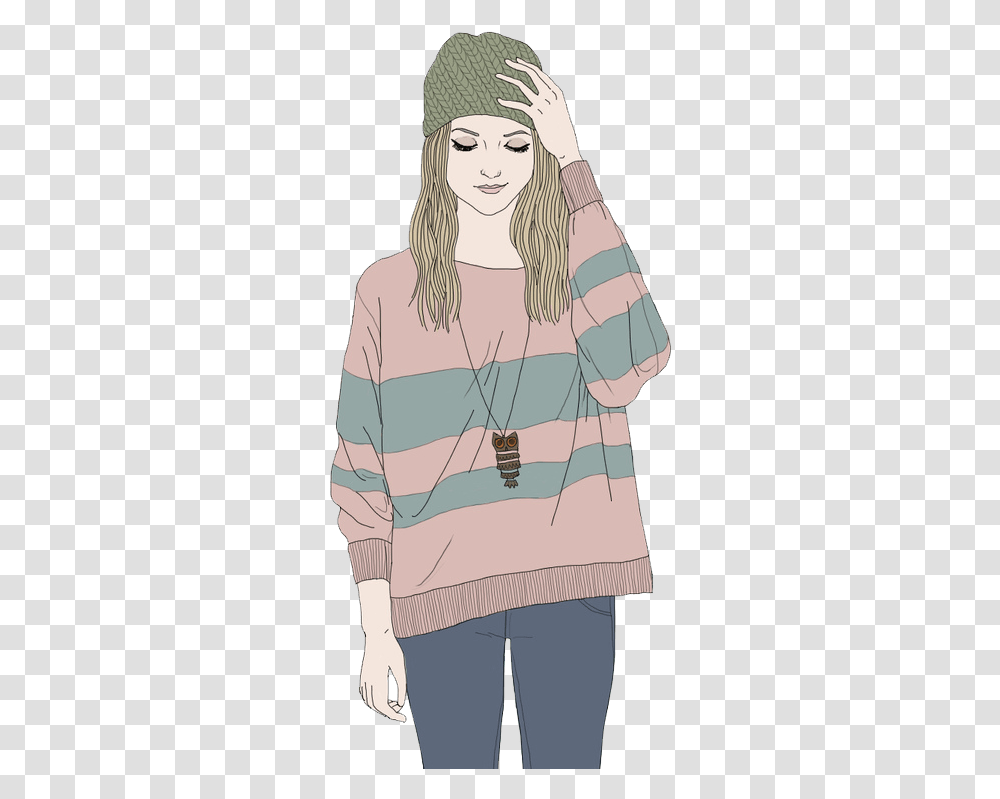 Image About Girl In Png's By Bianca Drawing Girl, Clothing, Apparel, Sweater, Sweatshirt Transparent Png