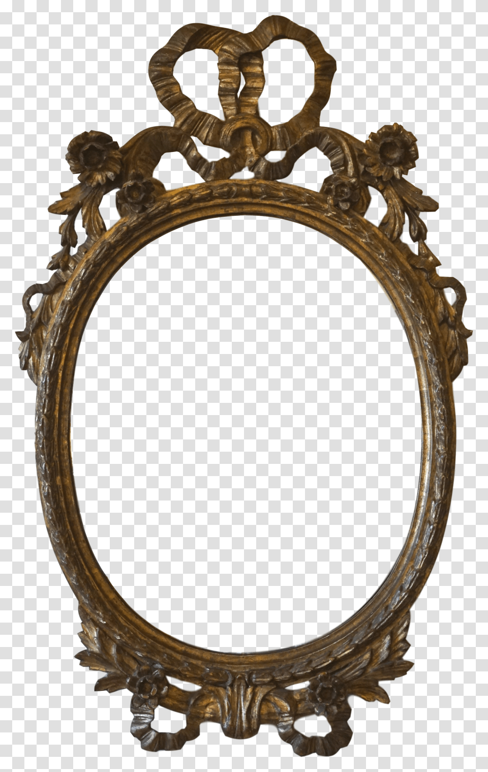 Image Antique Hand Carved Italian Bow Oval Old Mirror Hand, Cross, Bronze Transparent Png