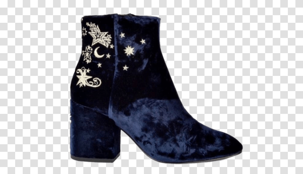 Image Blue Velvet Ankle Boots Stars, Apparel, Footwear, Shoe Transparent Png