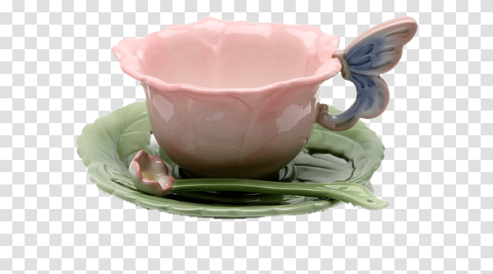 Image Butterfly Teacup, Saucer, Pottery, Coffee Cup Transparent Png